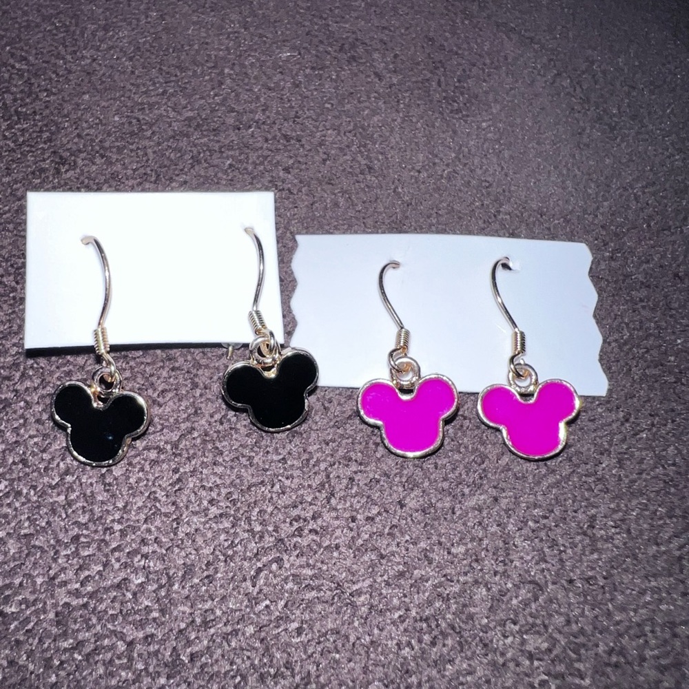 Disney collection Mickey Mouse earrings, pink and black bundle deal